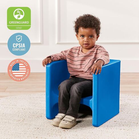 ECR4Kids Tri-Me 3-in-1 Cube Chair, Kids Furniture, Blue, 4-Piece in Kuwait