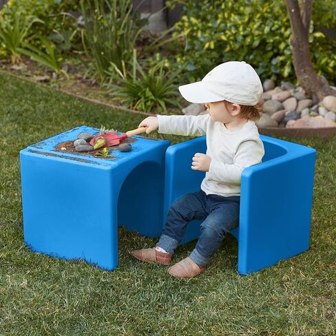 ECR4Kids Tri-Me 3-in-1 Cube Chair, Kids Furniture, Blue, 4-Piece in Kuwait