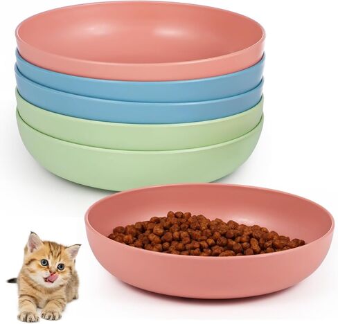 Dorakitten Cat Bowls 12 Packs, Whisker Stress Free Cat Feeding Plates, Wide & Shallow Cat Food Dish to Relieve Whisker Fatigue, for Cats, Kittens, Puppies, Dishwasher Safe in Saudi Arabia