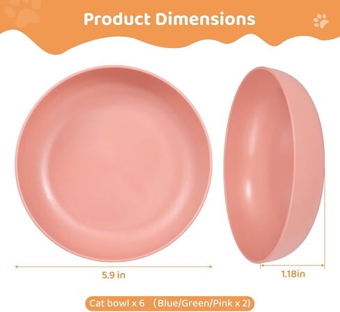 Dorakitten Cat Bowls 12 Packs, Whisker Stress Free Cat Feeding Plates, Wide & Shallow Cat Food Dish to Relieve Whisker Fatigue, for Cats, Kittens, Puppies, Dishwasher Safe in Saudi Arabia