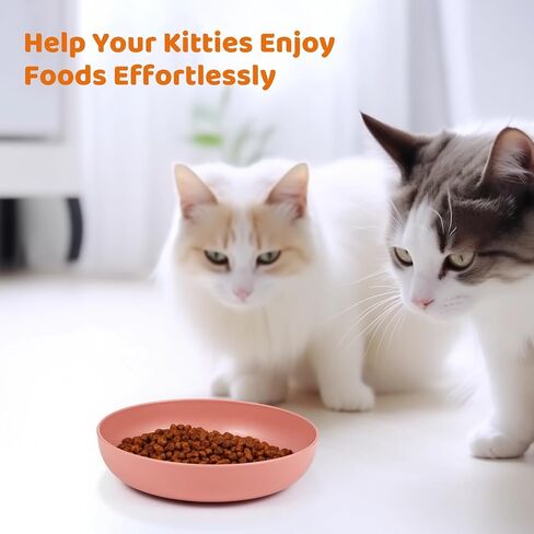 Dorakitten Cat Bowls 12 Packs, Whisker Stress Free Cat Feeding Plates, Wide & Shallow Cat Food Dish to Relieve Whisker Fatigue, for Cats, Kittens, Puppies, Dishwasher Safe in Saudi Arabia