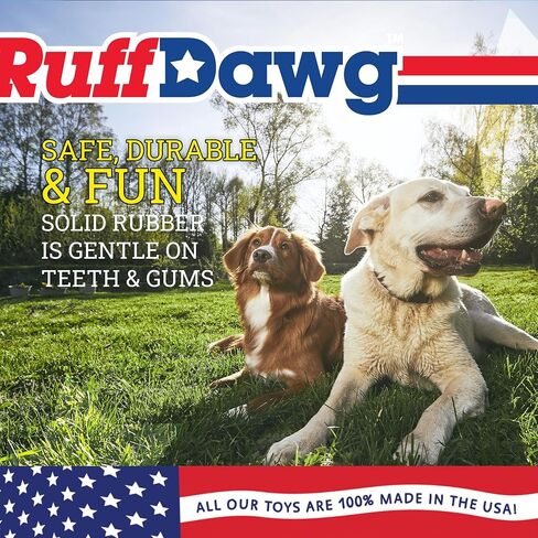 Ruff Dawg Dawg-X - Ultra-Durable Rubber Dog Toy for Aggressive Chewers - Floats for Water Play - Assorted Neon Colors for Visibility - Made in The USA in Saudi Arabia