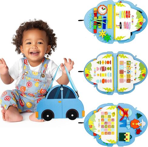 Hautton Busy Board Montessori Toys for Toddlers 1-3, Kids Sensory Book with Educational Preschool Learning Activities, Toddler 3-5 Travel Busy Book and Gifts for Boys Girls -Car in Saudi Arabia
