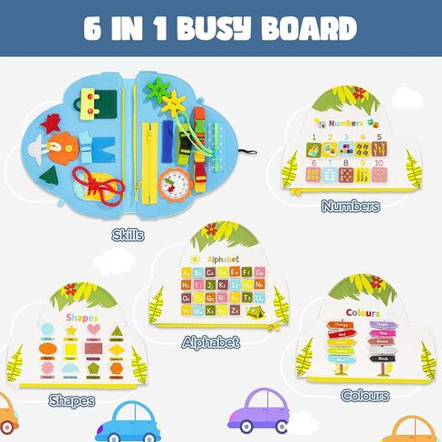 Hautton Busy Board Montessori Toys for Toddlers 1-3, Kids Sensory Book with Educational Preschool Learning Activities, Toddler 3-5 Travel Busy Book and Gifts for Boys Girls -Car in Saudi Arabia