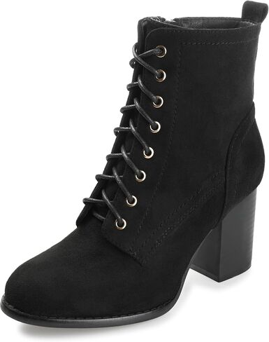 Journee Womens Baylor Lace Up Stacked Heel Booties in Kuwait