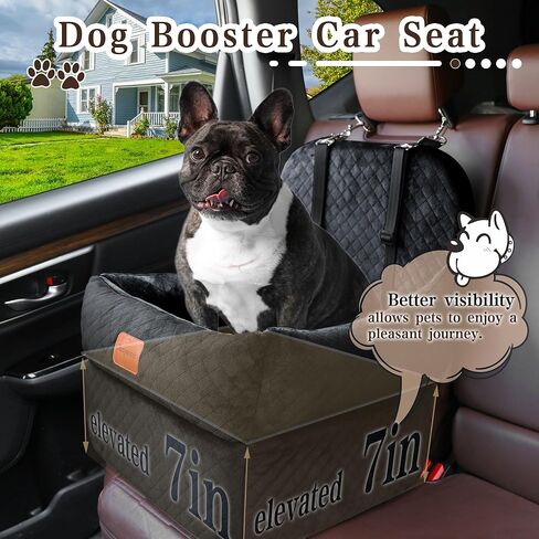 Dog Booster Car Seat with 7 Inches of Interior Height,Elevated Pet Car Seat for Small/Medium Sized Dogs,Puppy Portable Car Seat,Washable Removable Cover Travel Safety Car Seat,Easy to Use(H-Grey) in Saudi Arabia