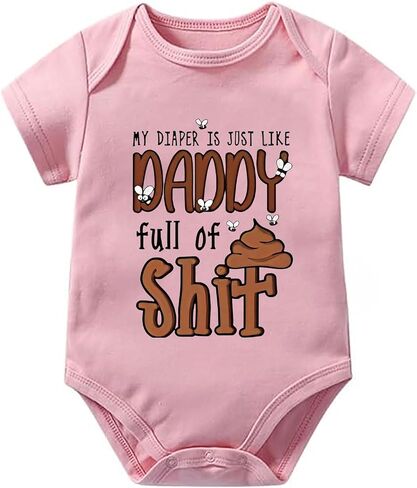 My Diaper Is Just Like Daddy Full Of Shit New Born Girl Outfit Short Sleeve Home from Hospital Baby Boy Outfit Whi in Kuwait