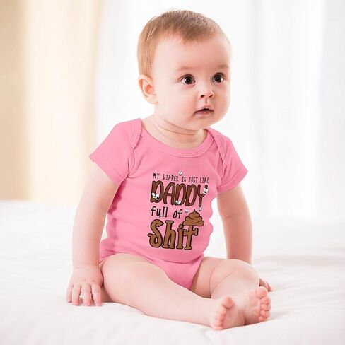 My Diaper Is Just Like Daddy Full Of Shit New Born Girl Outfit Short Sleeve Home from Hospital Baby Boy Outfit Whi in Kuwait