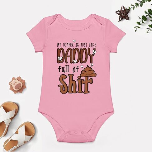 My Diaper Is Just Like Daddy Full Of Shit New Born Girl Outfit Short Sleeve Home from Hospital Baby Boy Outfit Whi in Kuwait