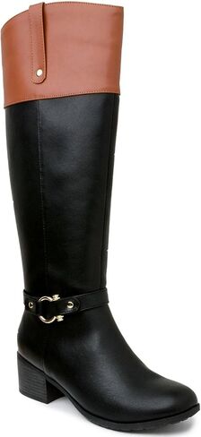 Karen Scott Womens Vickyy Faux Leather Stacked Heel Knee-High Boots in Saudi Arabia