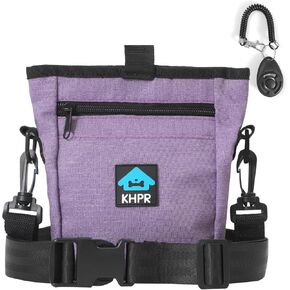 Dog Treat Pouch Magnetic Closure with Training Clicker，Hands-Free Design to Prevent Spills，Built in Poop Bag Dispenser，3 Ways To Wear，Metal Clip Waist Belt and Fanny Pack for Pet Walking（Blue）