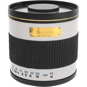 500mm f6.3 Telephoto Lens Reflex Mirror Lens Manual Focus for Minolta for Sony AF Mount SLR Cameras (White)