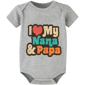 I Love My Nana & Papa Plain Onsie Short Sleeve Baby Boy Outfit White Boy Romper 18-24 Months