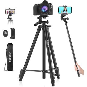70" Camera Tripod, Versatile Cell Phone Tripod with Wireless Remote Phone Holder and Tripod Bag, Lightweight Aluminum Camera Tripod Stand Compatible with Smartphone Cameras, Max Load 6.6 lbs