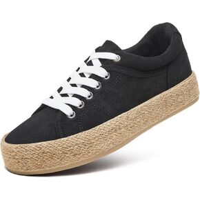 Uoidru Canvas Shoes for Women Platform Sneakers Soft Washed Demin Canvas Sneakers Lace Up Canvas Platform Shoes Low Top Womens Fashion Sneakers