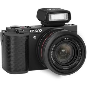 ORDRO G930 Mirrorless Camera with 16-80 mm F/1.96-3.64 5X Optical Zoom Lens, 3.2 Inch Flip Screen, 4K 30fps & FHD 60fps Video Camera, Digital Camera with Auto Focus, 64GB Card