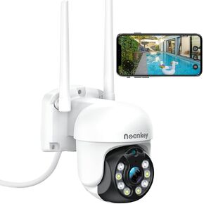 3MP 2K Security Camera Outdoor, 360°Waterproof, 24/7 Recording, Full Color Night Vision, Motion Detection and Siren, Auto Tracking, Wireless WiFi IP Surveillance Cameras for Home Security