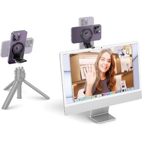 PROfezzion Metal Continuity Camera Mount for Mac Desktops & Displays, Compatible with iMac 2017 & Later, iMac Pro 2017, Studio Display, Pro Display XDR, iPhone 16/15/14/13/12 Phones & Mag-Safe Case