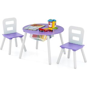 Costzon Kids Table and Chair Set, Wood Activity Table w/Center Mesh Storage, Children Furniture Gift for Boys & Girls, Ideal for Arts, Crafts, Snack Time, Homework, Toddler Table and Chairs, White