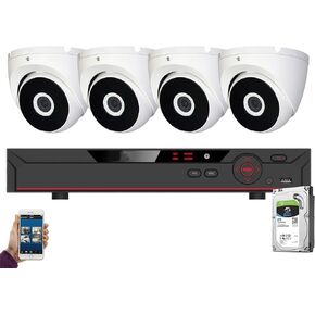 DahuaOEM Penta-Brid 1080P Security Package: 4CH 1080P Penta-Brid XVR5104 5 in 1 (CVI TVI AHD IP and Analog) w/1TB Security Hard Drive+(4) 2MP Outdoor IR HDW1200 2.8MM Eyeball (NO Logo Local Support)
