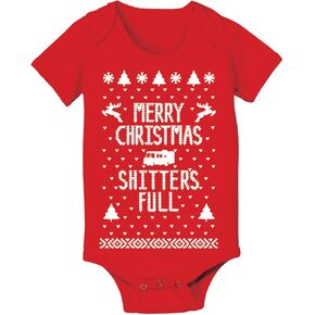 Merry Christmas Shitters Full Funny Ugly Christmas Sweater Contest Party Xmas Holiday Vacation Baby One Piece