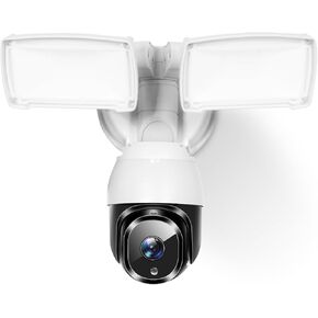 PTZ Camera for Home Security, 360° PTZ Floodlight Camera with Auto Tracking,1080P, 2500 Lumens, Weatherproof, Color Night Vision, 90db Siren,64GB TF Card Included(with a Plug-in Adapter)