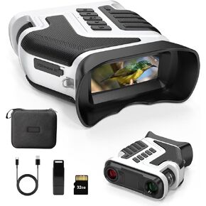 Night Vision Goggles, Night Vision Binoculars 4K Infrared Digital with 1300ft View Range, High Sensitivity Night Goggles for Hunting, Camping and Surveillance, Rechargeable, 32GB TF Card Inclu