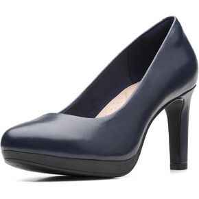 Clarks Women's Ambyr Joy Pump, Navy Leather, 7.5 Wide