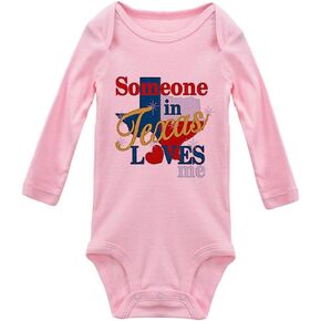 Someone in Texas Loves Me Newborn Baby Romper Bodysuit Long Sleeve Onesie Pink