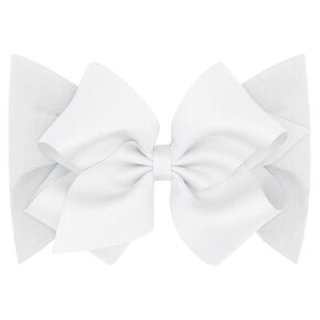 Wee Ones Baby Girls' Grosgrain Bow on Matching Cotton Jersey Headband, Handmade, Newborn 0-6 Months, White