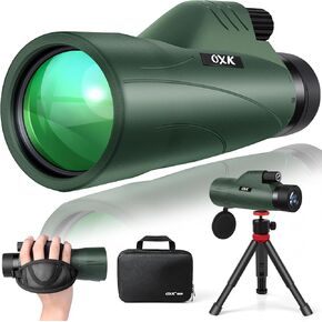 12x56 High Power Monocular Telescope with Tripod Bag, Lightweight Monoculars for Adults with BAK4 Prism & FMC Lens, Suitable for Bird Watching Camping - Green 【No Adapter】