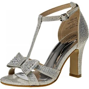 Josmo Girls Open Toe Ankle T Straps - High Heels Block Chunky Sandals (Big Kids - Adults)