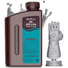 SUNLU ABS Like Resin 3kg, Large Bottle Strong Fast Curing 3D Printer Resin, 395 to 405nm UV Curing 3D Printing Liquid Photopolymer Resin, Non-Brittle and High Precision, 3000g per Bottle, Dark Grey