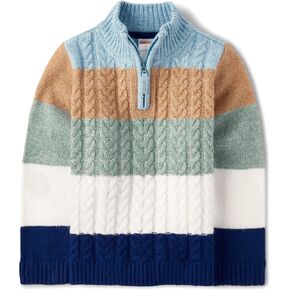 Gymboree,and Toddler Long Sleeve Quarter Zip Sweaters,Blue Aura Colorblock,18-24 Months