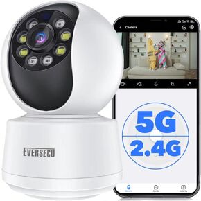 EVERSECU HD 2K 3.0MP WiFi Home Security Camera, 2.4G&5G WiFi Dog Camera, Humanoid Auto Tracking, 2 Way Audio, Night Vision, Work with Alexa, Baby Monitor Elder Pet Camera