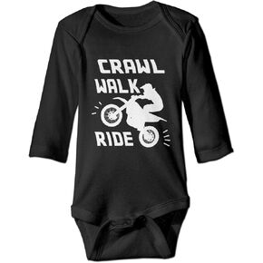 Crawl Walk Ride Dirtbike Toddler Girls Boys Rompers Baby Long Sleeved Jumpsuit Black