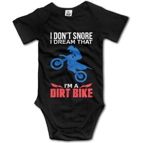 Pengshiliu baby girls Dream I'm A Dirt Bike Short Sleeve Romper BodySuit, Black, 0-6 Months