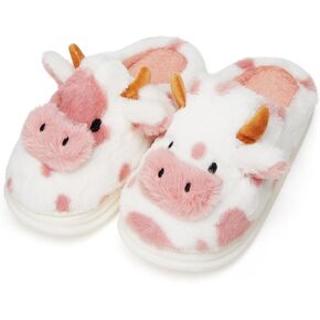 Cozy Cow Slippers for Women Men Indoor Outdoor Slippers Soft Winter Fuzzy House Slides Cute Animal Shoes Plush Sandals 2024