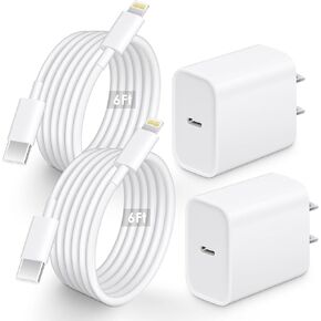 iPhone 13 14 Fast Charger, 2-Pack 20W PD iPhone Charger Fast Charging USB C Wall Charger with 6FT USB C to Lightning Cord Compatible with iPhone 14 13 12 11 Pro Max,14 Plus,XR,XSMAX,iPad