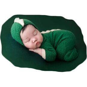 Coberllus Newborn Photography Props Dinosaur Hat Romper Set for Baby Boys Girls Photoshoot Knitted Bonnet Bodysuit Photo