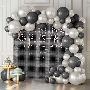 Silver Shimmer Wall Backdorp Shimmer Wall Backdrop Silver Wall Panels 24Pcs Square Sequin Shimmer Wall Backdrop Decoration for Birthday Party,Wedding, Anniversary