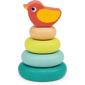 Mentari Toys - Stacking Tree with Bird - 5pcs Ring Stacker Toddler Toy - Wooden Stacking Rings - Boost Fine Motor Skills - Toddler Educational Toy - Age 12m+