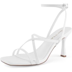 Shoe'N Tale Women's Strappy Heels Stilettos Sandals Sexy High Heels Ankle Buckle Square Toe Dress Shoes