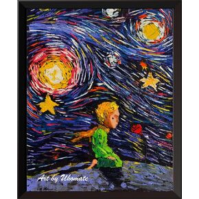Uhomate The Little Prince Fox Le Petit Prince Little Prince Vincent Van Gogh Starry Night Posters Home Canvas Wall Art Nursery Decor Living Room Wall Decor A021 (11X14)