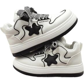 Star Shoes Thick Laces Walking Cute Sneakers for Women Thick Sole Y2K Shoes Walking Shoes Flat Platform Chunky Style Casual