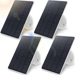 4 قطع من الألواح الشمسية لكاميرا الأمن لشحن الألواح الشمسية للكاميرا اللاسلكية، لوحة شمسية قابلة للتعديل للتركيب IP67 مقاومة للماء متوافقة مع كاميرا DC 5 فولت USB أو منفذ USB-C (أبيض، 3 واط) in Kuwait