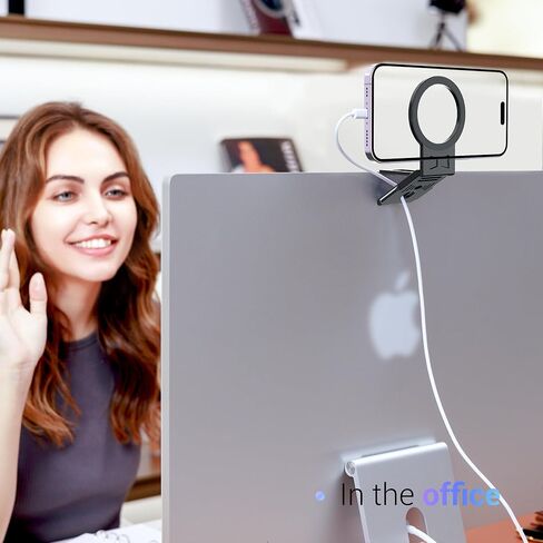 حامل كاميرا PROfezzion المستمر مع Mag Safe لأجهزة سطح المكتب وشاشات العرض، حامل هاتف مغناطيسي قوي لسلسلة iPhone 16 15 14 13 12، حامل كاميرا ويب للهاتف لنظام iOS 16 وMac OS Ventura أو إصدار أحدث in Kuwait