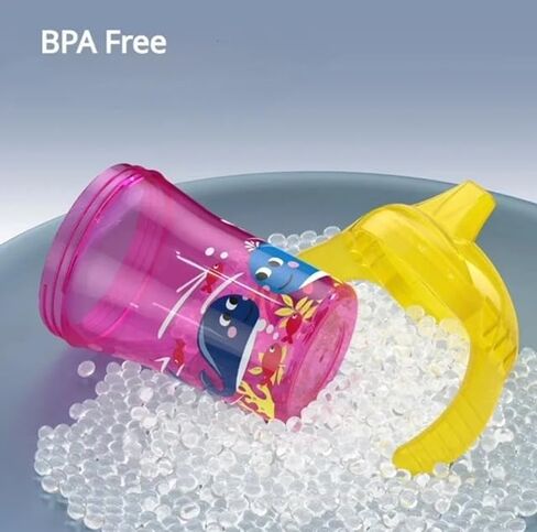 كوب مضاد للانسكاب مع غطاء قلاب بمقبض مزدوج - خالٍ من مادة BPA - أكواب مياه مضادة للتسرب للرضع - كوب منقار البط مع غطاء - كوب مضاد للانسكاب من السيليكون - 6 أشهر + - 8 أونصة/260 مل (أرجواني) in Saudi Arabia