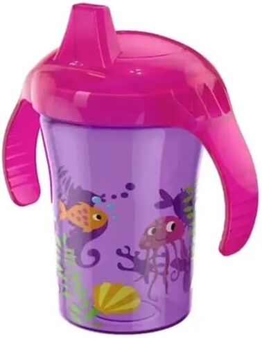 Sippy Cup with Double Handle Flip Lid - BPA Free - Leakproof Infants Water Cups - Bottle Duckbill Cup with Lid - Silicone Sippy Cup - 6 months + - 8oz/260ml (Purple) in Saudi Arabia