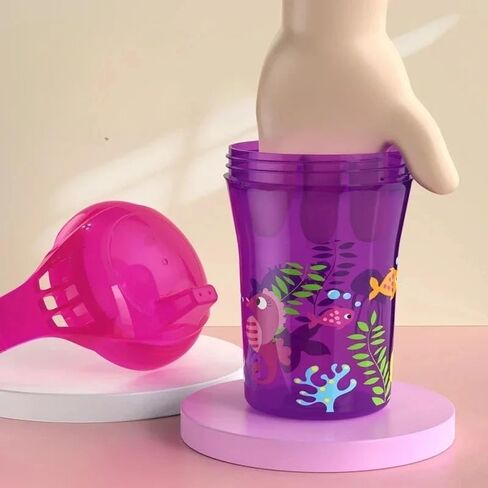 Sippy Cup with Double Handle Flip Lid - BPA Free - Leakproof Infants Water Cups - Bottle Duckbill Cup with Lid - Silicone Sippy Cup - 6 months + - 8oz/260ml (Purple) in Saudi Arabia